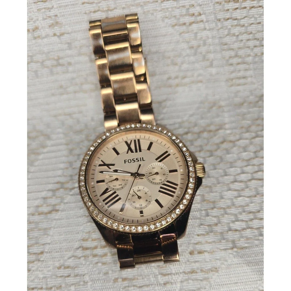 Fossil Rose Gold With Rhinestones Cecile AM4483